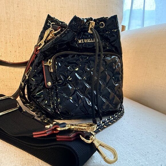 MZ Wallace Limited Edition Black & Gold Lacquer Bag – 3 Straps, Like New, Worn 1 - Picture 5 of 6